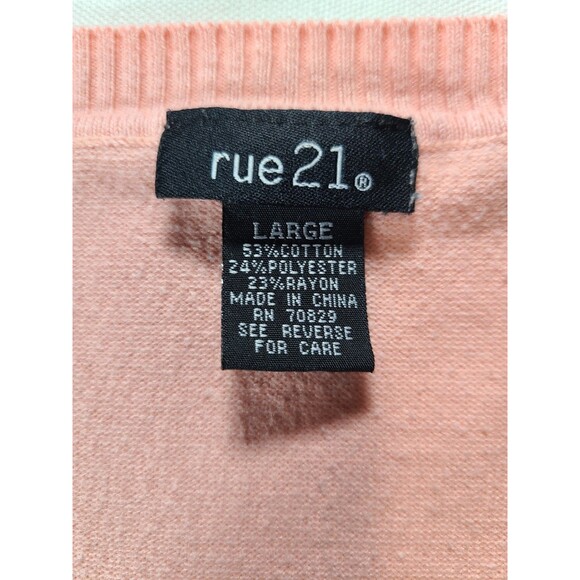 Rue21 Pink V-Neck Sweater Size Large Long Sleeve Soft Lightweight Knit Top - Picture 3 of 6